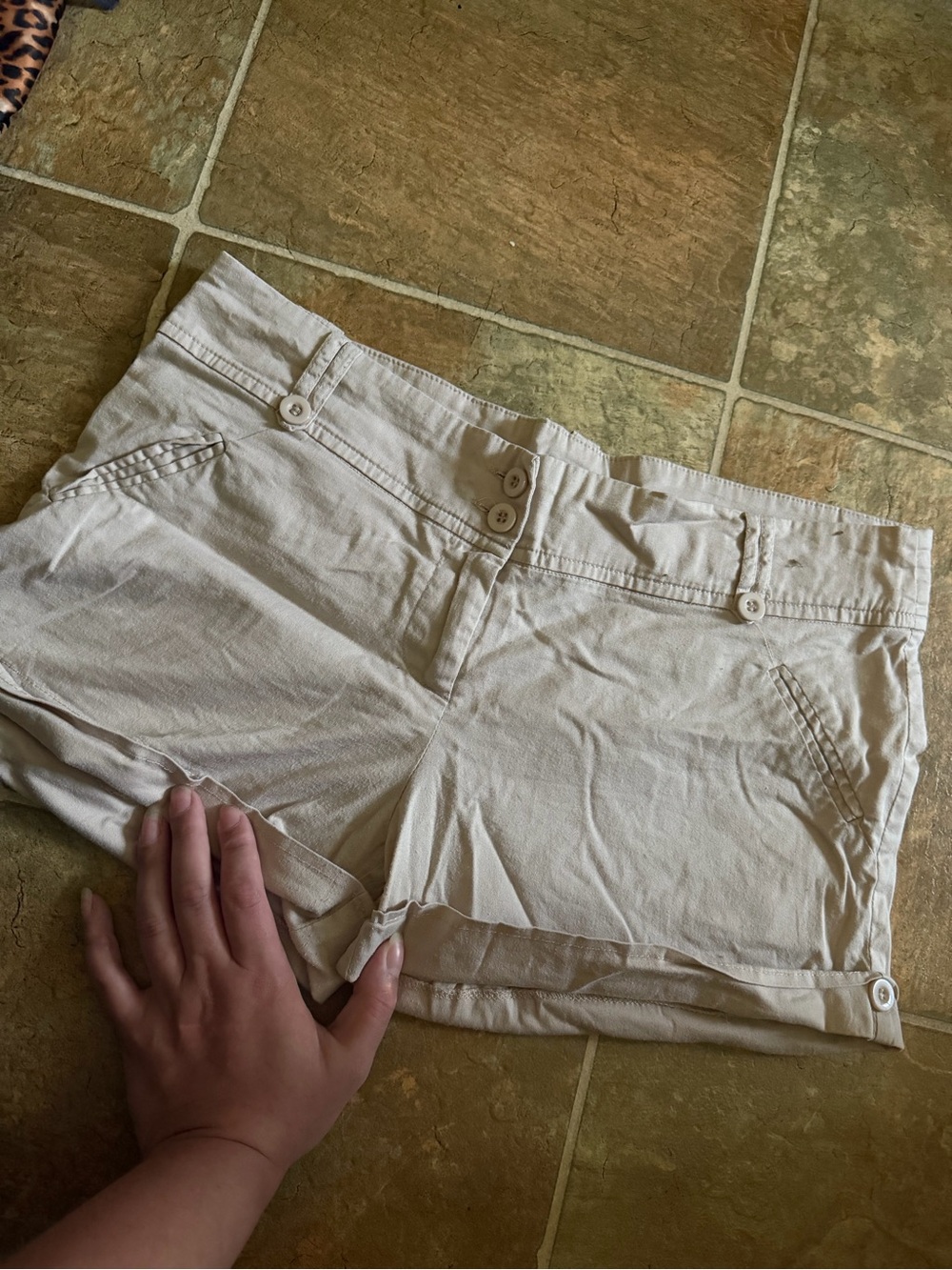 Women's Casual Cream Cotton Blend  mini Shorts